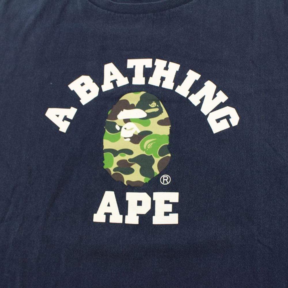 Bape abc Green Camo College Logo Tee Navy - SaruGeneral