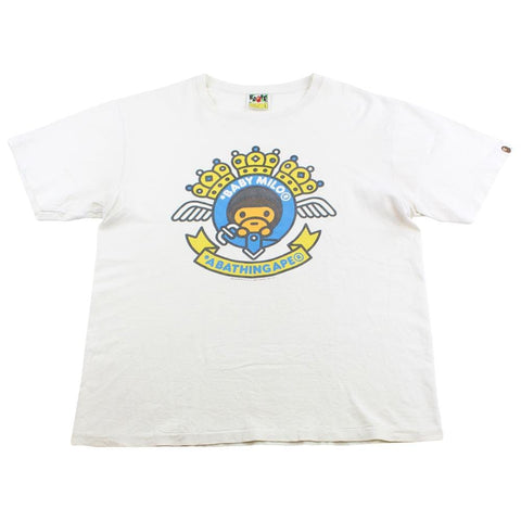 T-shirt Bape Baby Milo avec logo couronnes et ailes, blanc