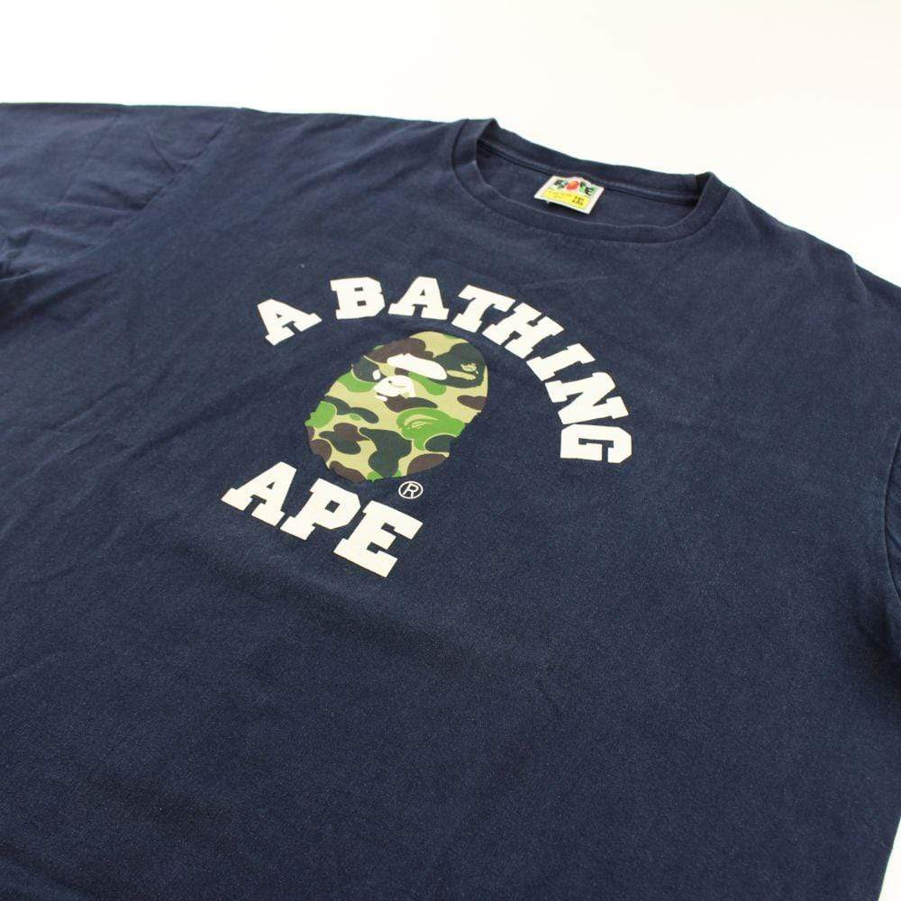 Bape abc Green Camo College Logo Tee Navy - SaruGeneral