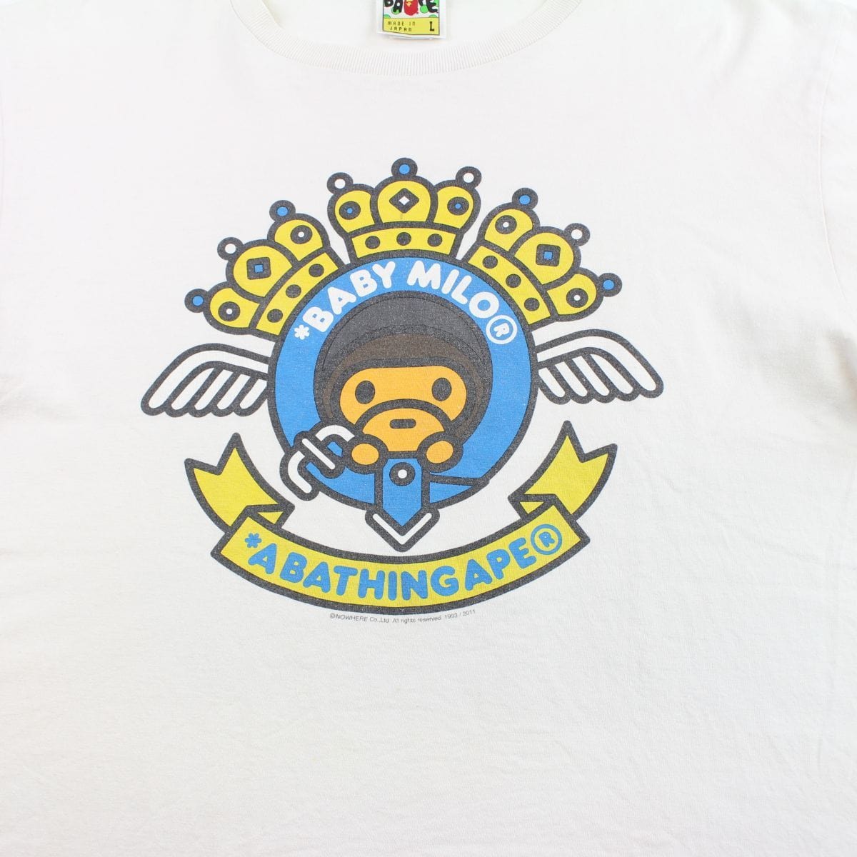 Bape Baby Milo Crowns & Wings Logo Tee White - SaruGeneral