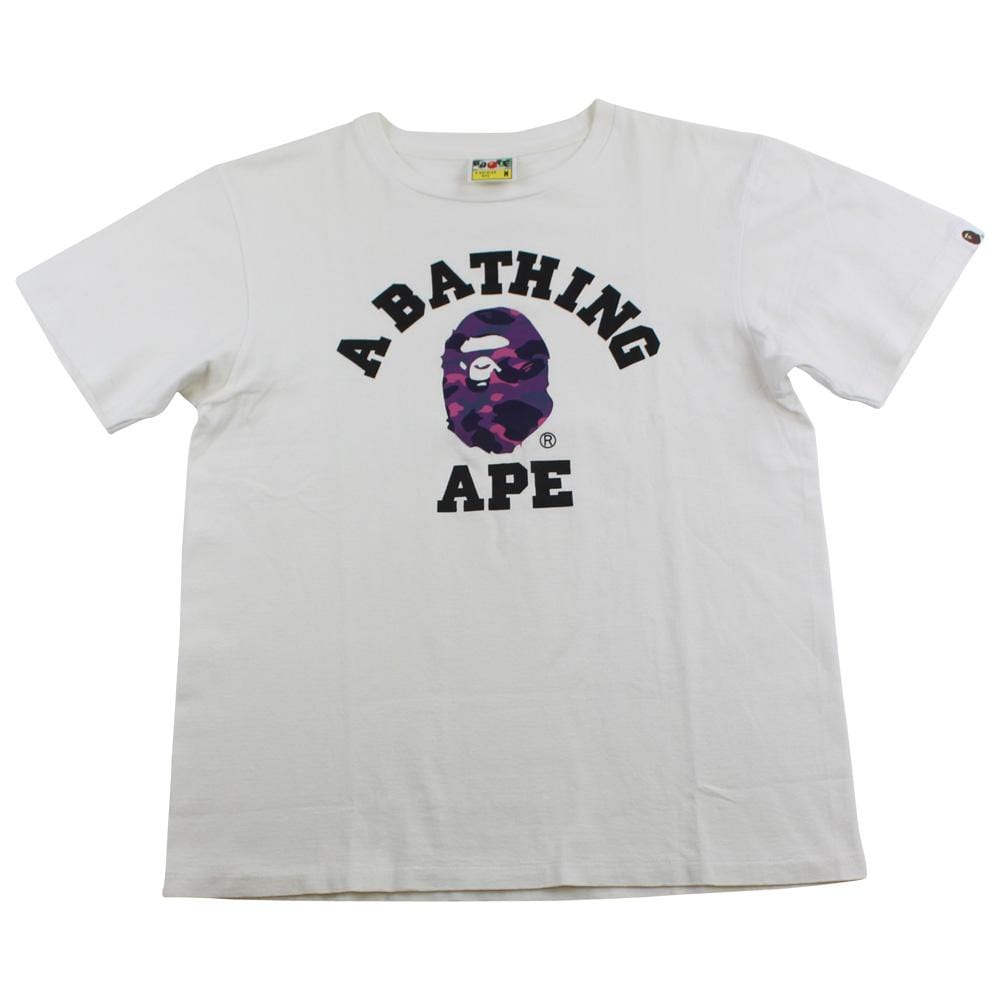 Bape Red motion College Logo Tee White - SaruGeneral