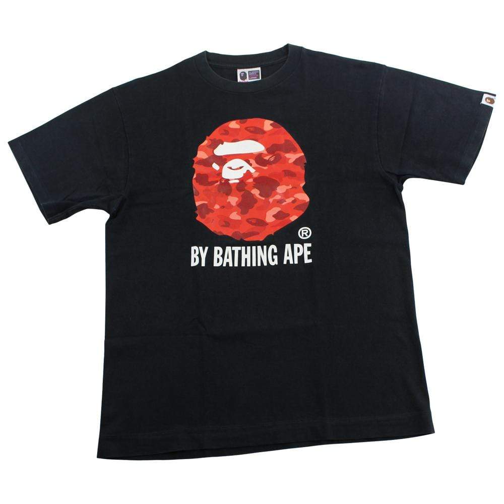 Bape Red Camo Big Ape Logo Tee Black - SaruGeneral