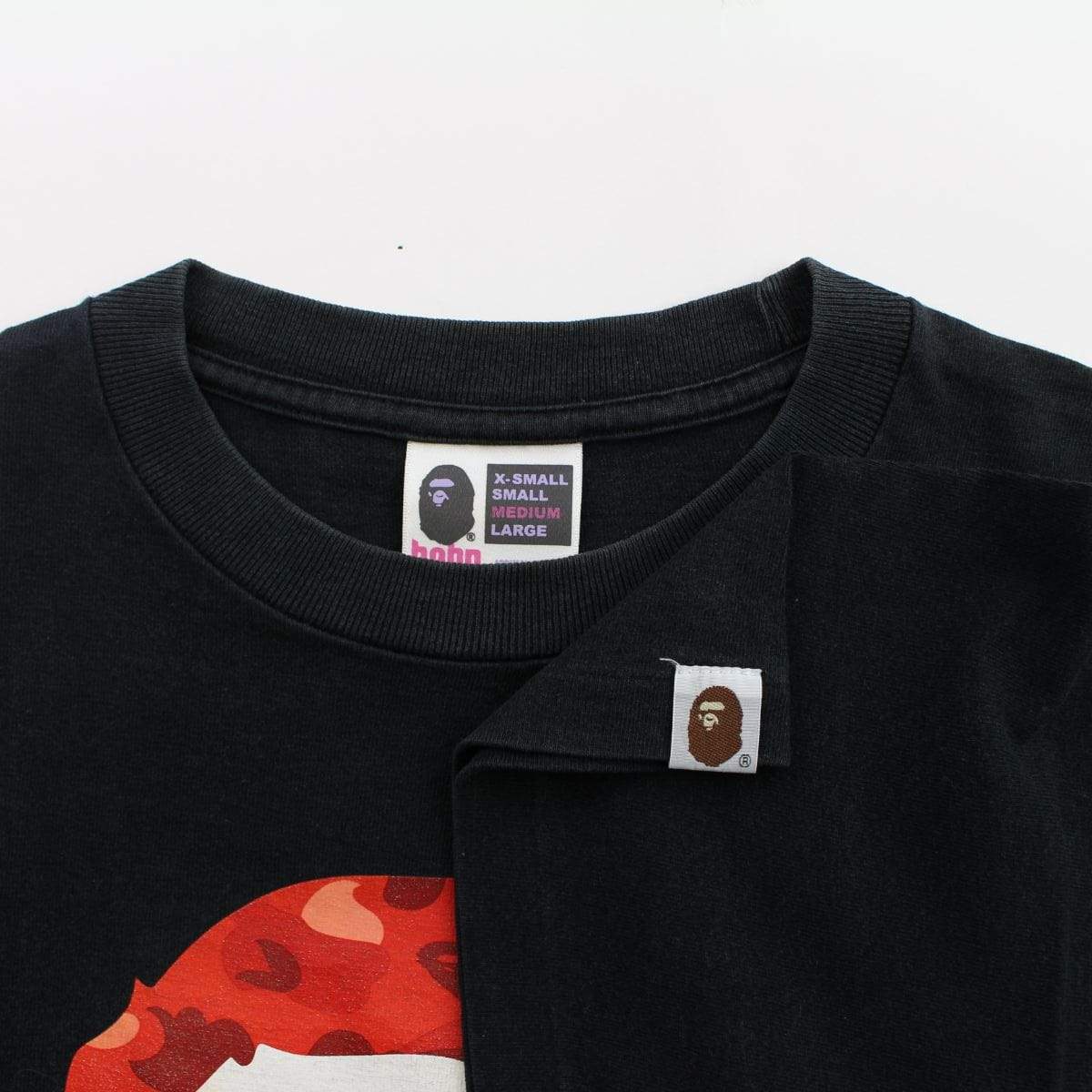 Bape Red Camo Big Ape Logo Tee Black - SaruGeneral