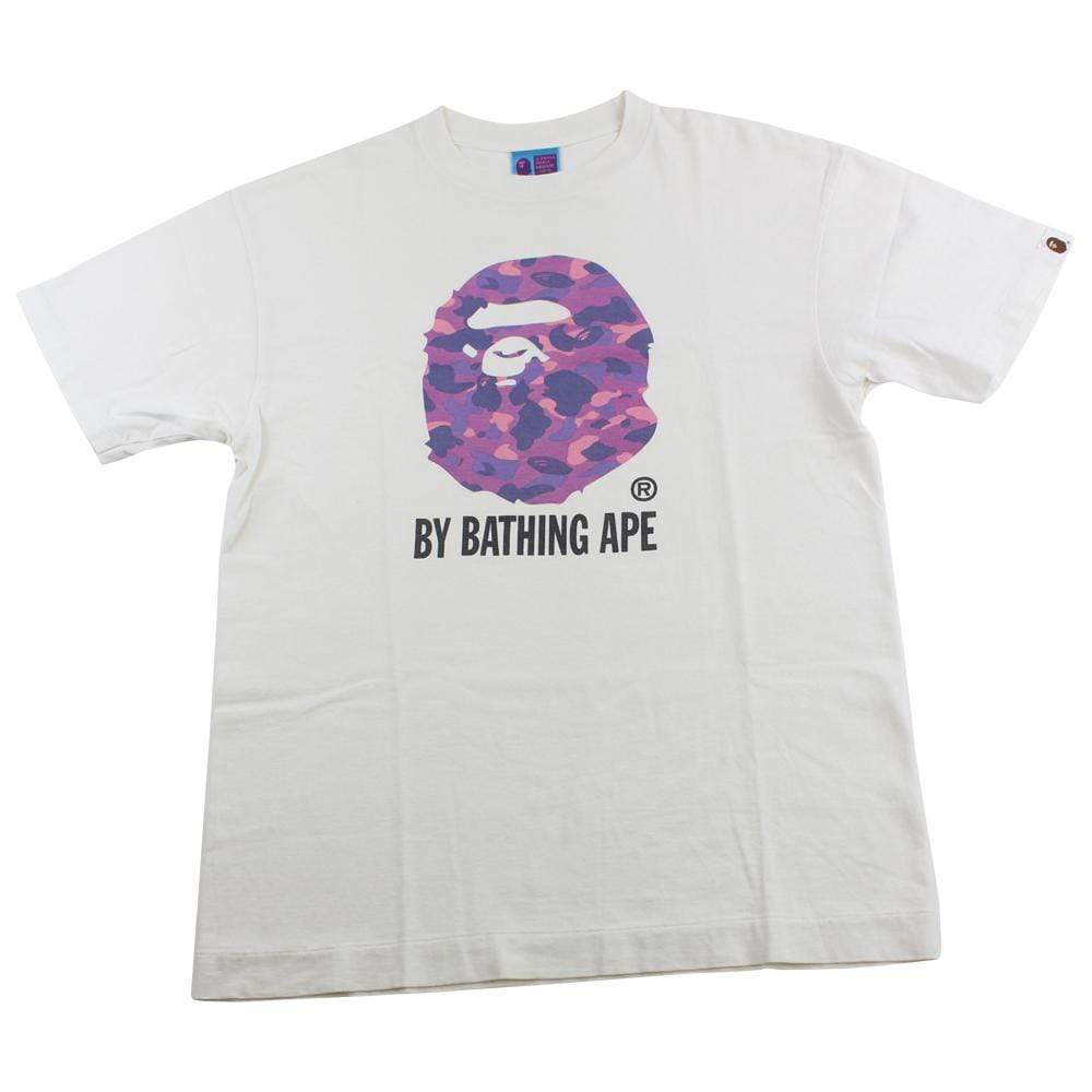 Bape Purple Camo Big Ape Logo Tee White - SaruGeneral