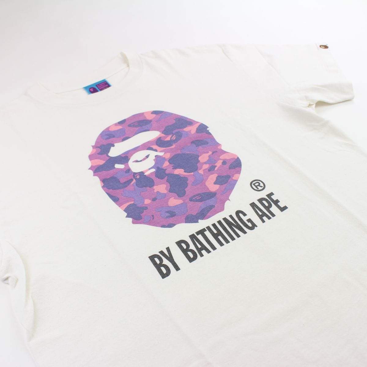 Bape Purple Camo Big Ape Logo Tee White - SaruGeneral