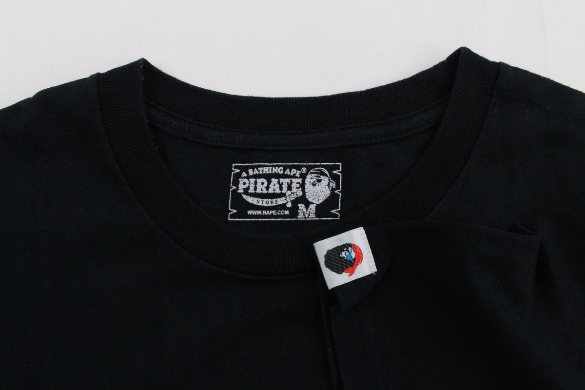 Bape Pirate Store Crossbones Ape Logo Tee Black - SaruGeneral