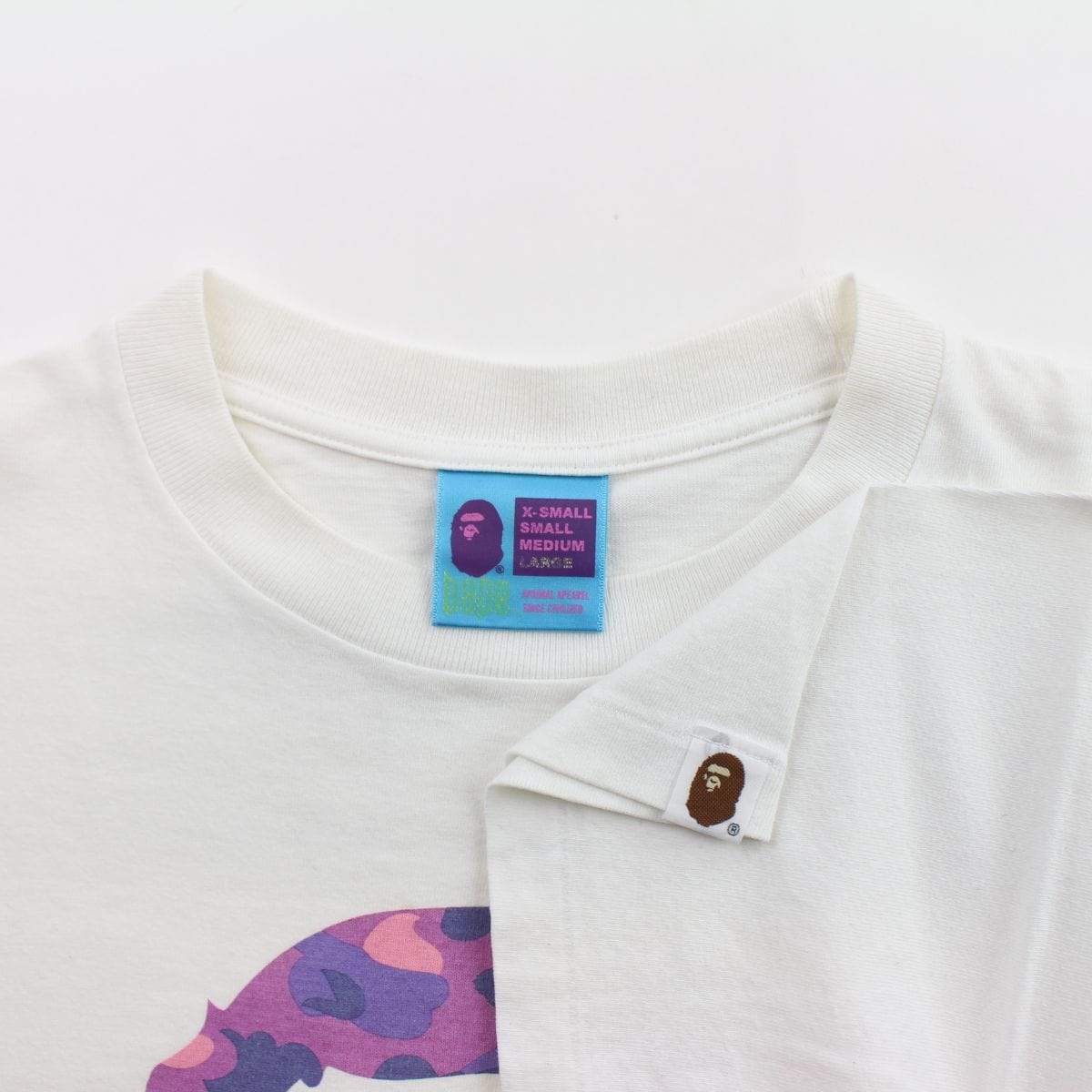 Bape Purple Camo Big Ape Logo Tee White - SaruGeneral