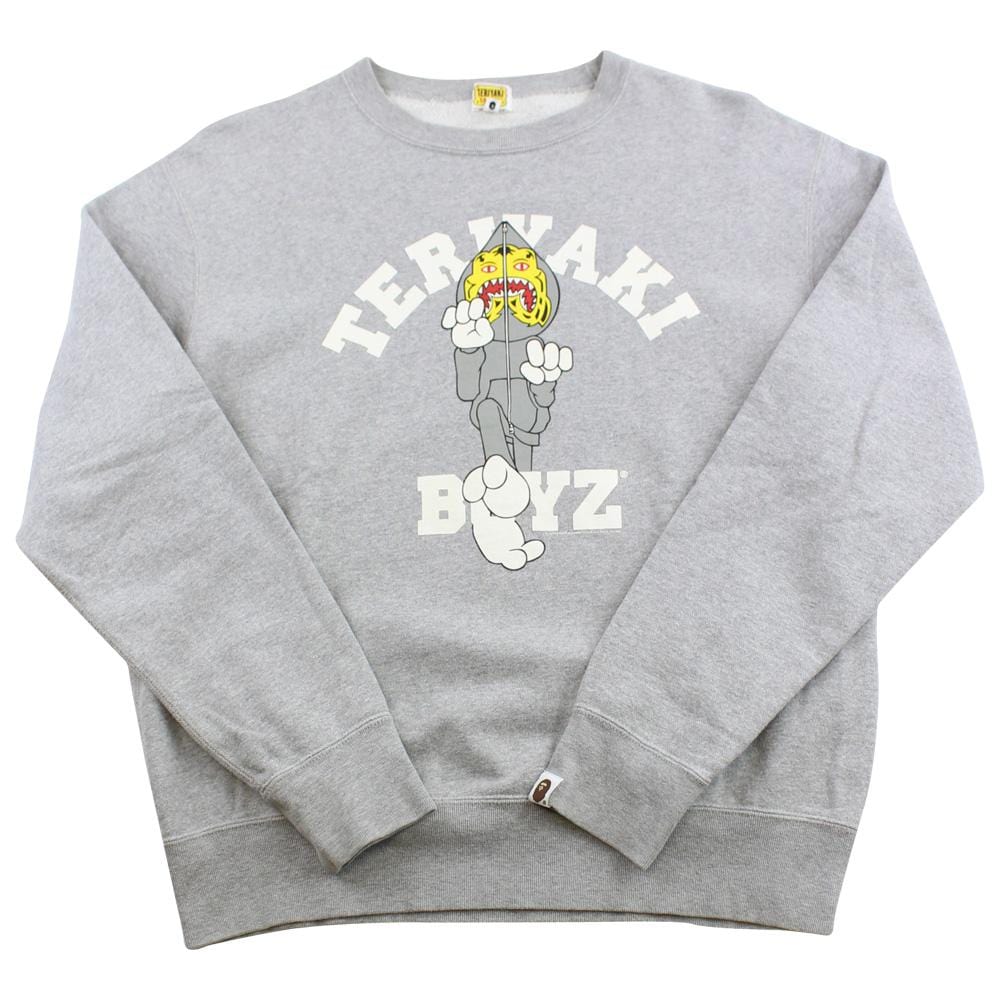 Bape Teriyaki Boyz Tiger Shark Logo Crewneck Grey - SaruGeneral