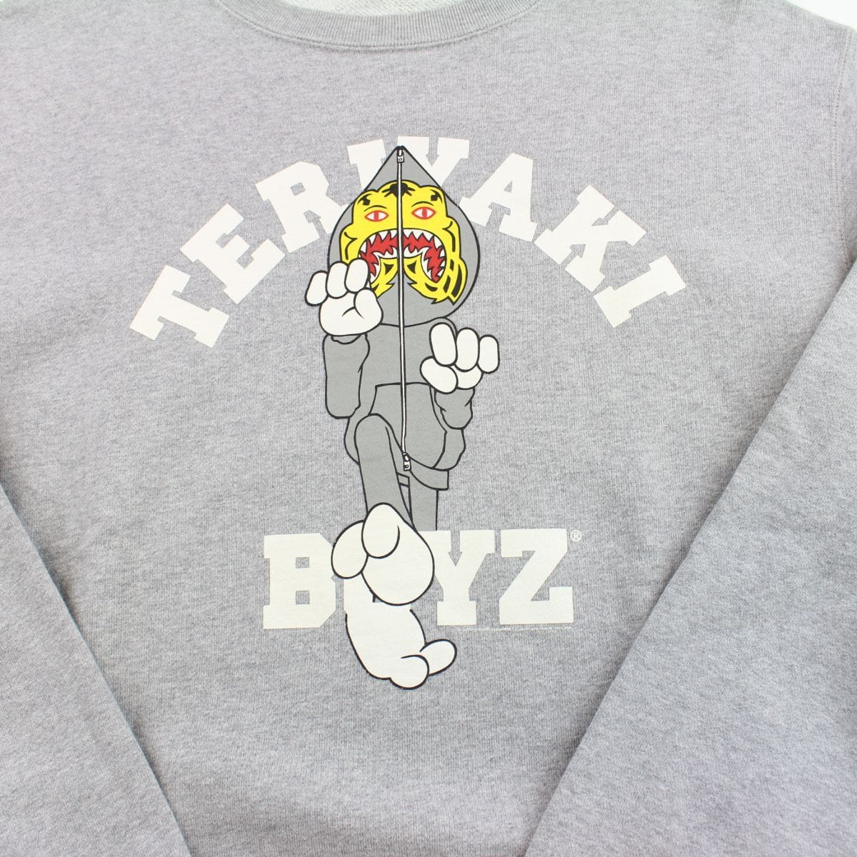 Bape Teriyaki Boyz Tiger Shark Logo Crewneck Grey - SaruGeneral