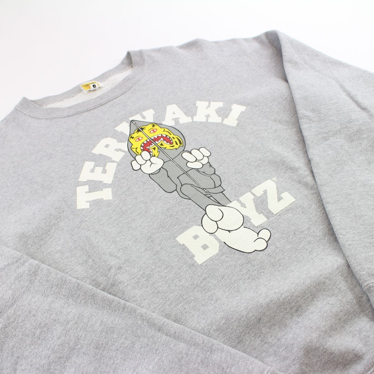 Bape Teriyaki Boyz Tiger Shark Logo Crewneck Grey - SaruGeneral