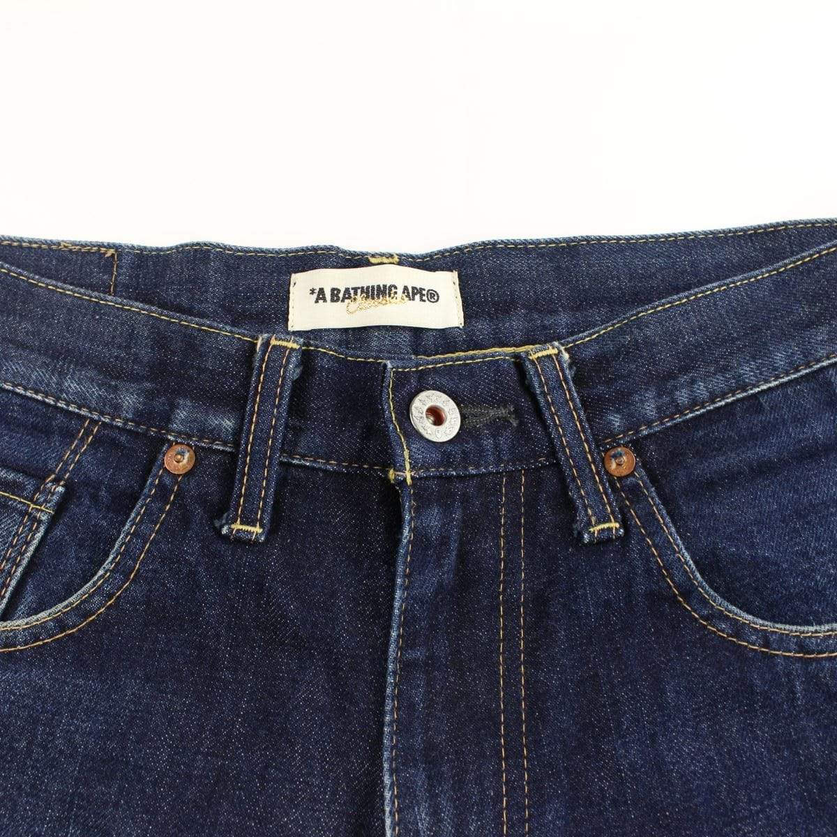 Bape yellow bapesta embroided Denim Shorts - SaruGeneral
