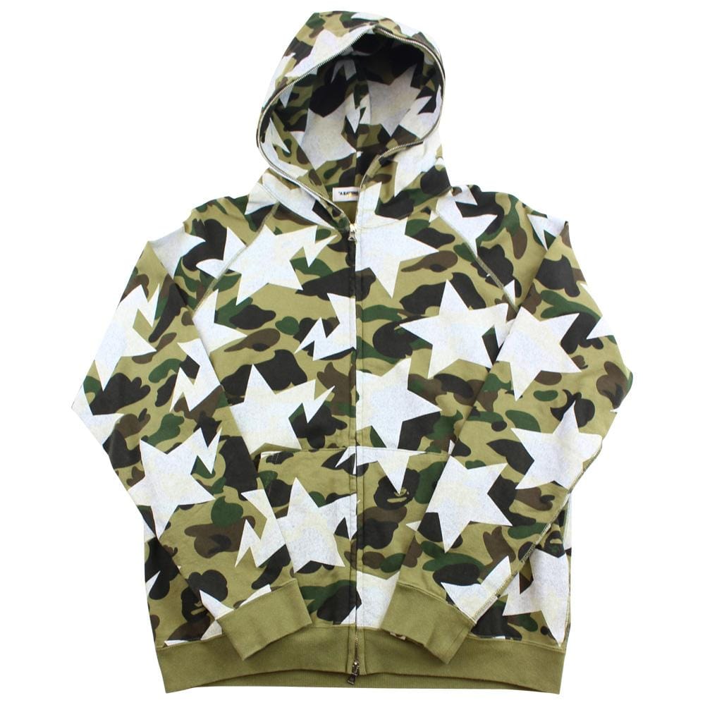 Bape 1st Green Camo Bapesta Allover Print Full Zip - SaruGeneral