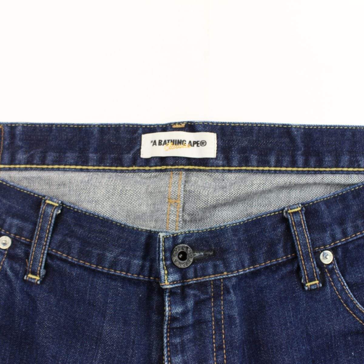 bape purple flame text denim shorts - SaruGeneral