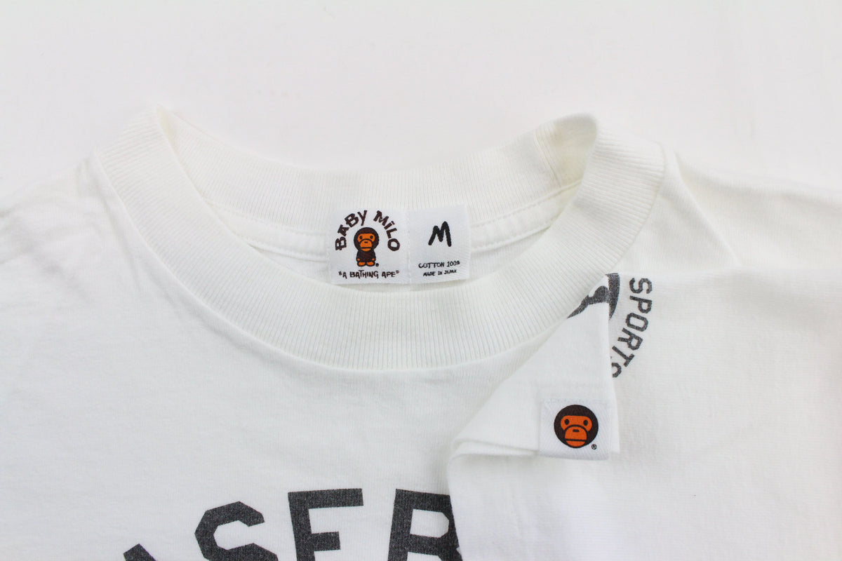Bape Baby Milo Baseball Tee White - SaruGeneral