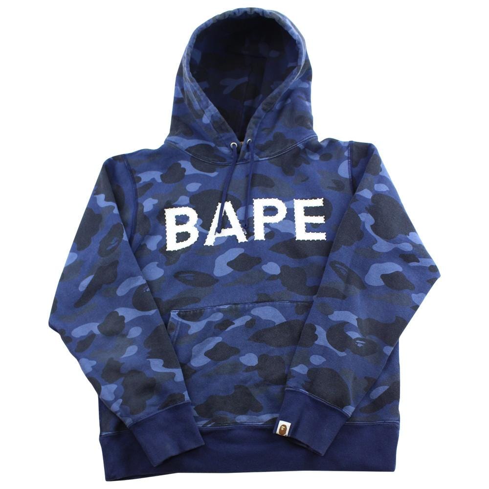 Bape Swarovski Text Blue Camo Hoodie - SaruGeneral