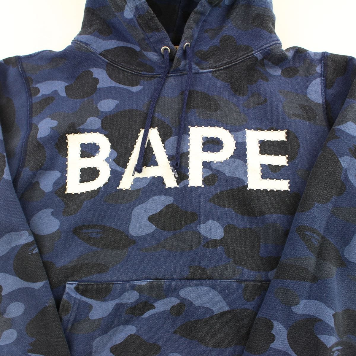 Bape Swarovski Text Blue Camo Hoodie - SaruGeneral