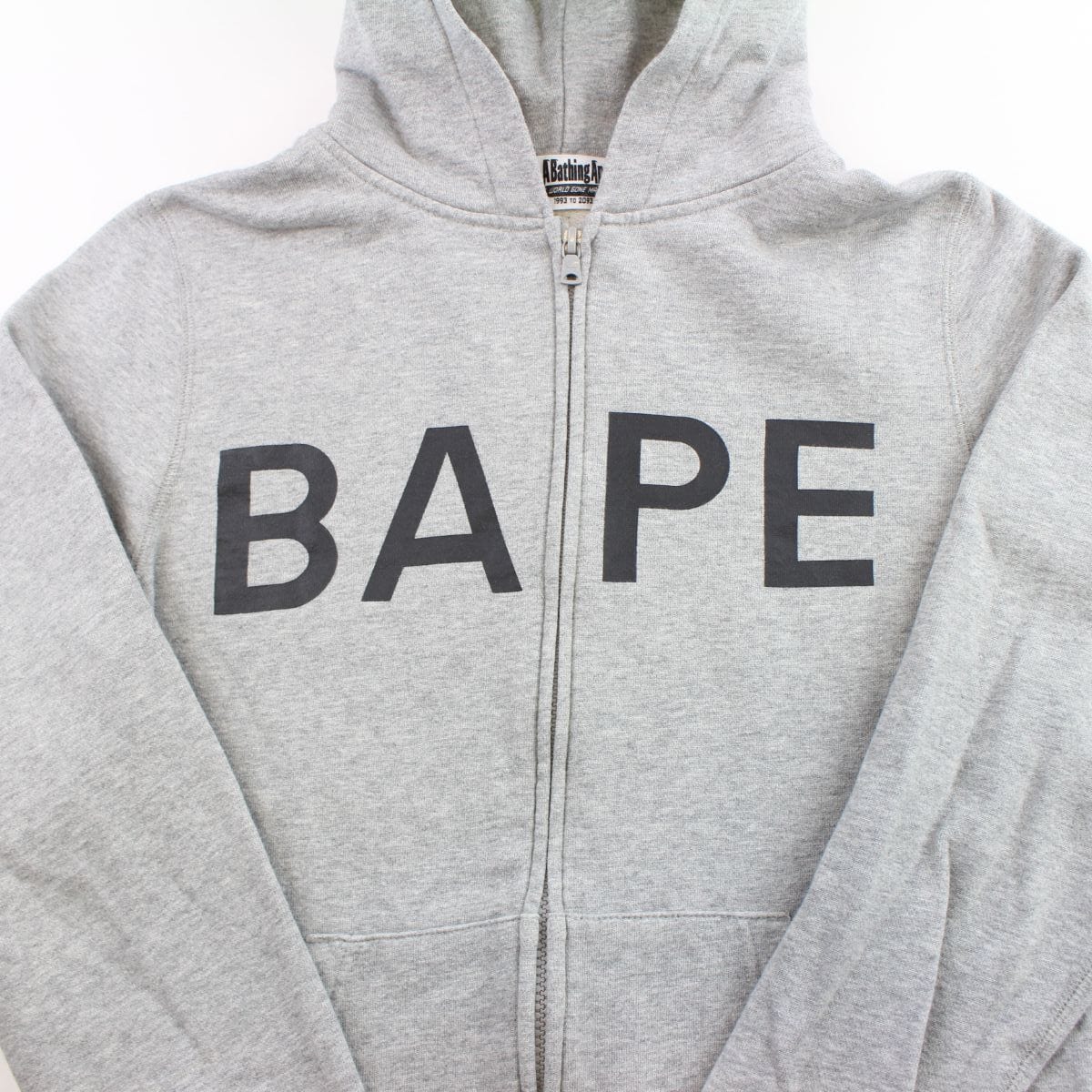 Bape Black Text Logo Hoodie Grey - SaruGeneral