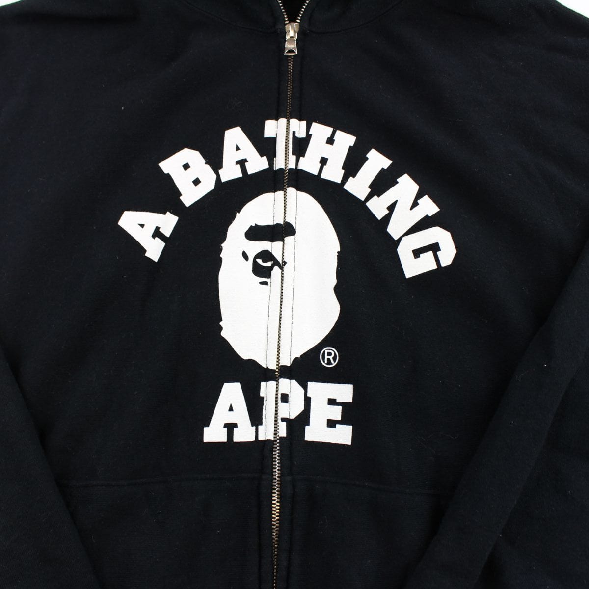 Bape College Logo Full Zip Hoodie Black - SaruGeneral