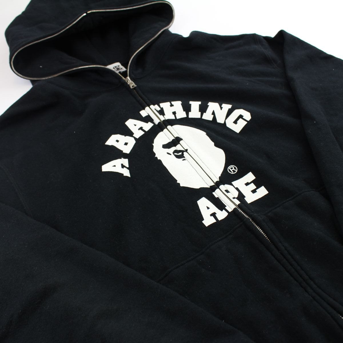 Bape College Logo Full Zip Hoodie Black - SaruGeneral