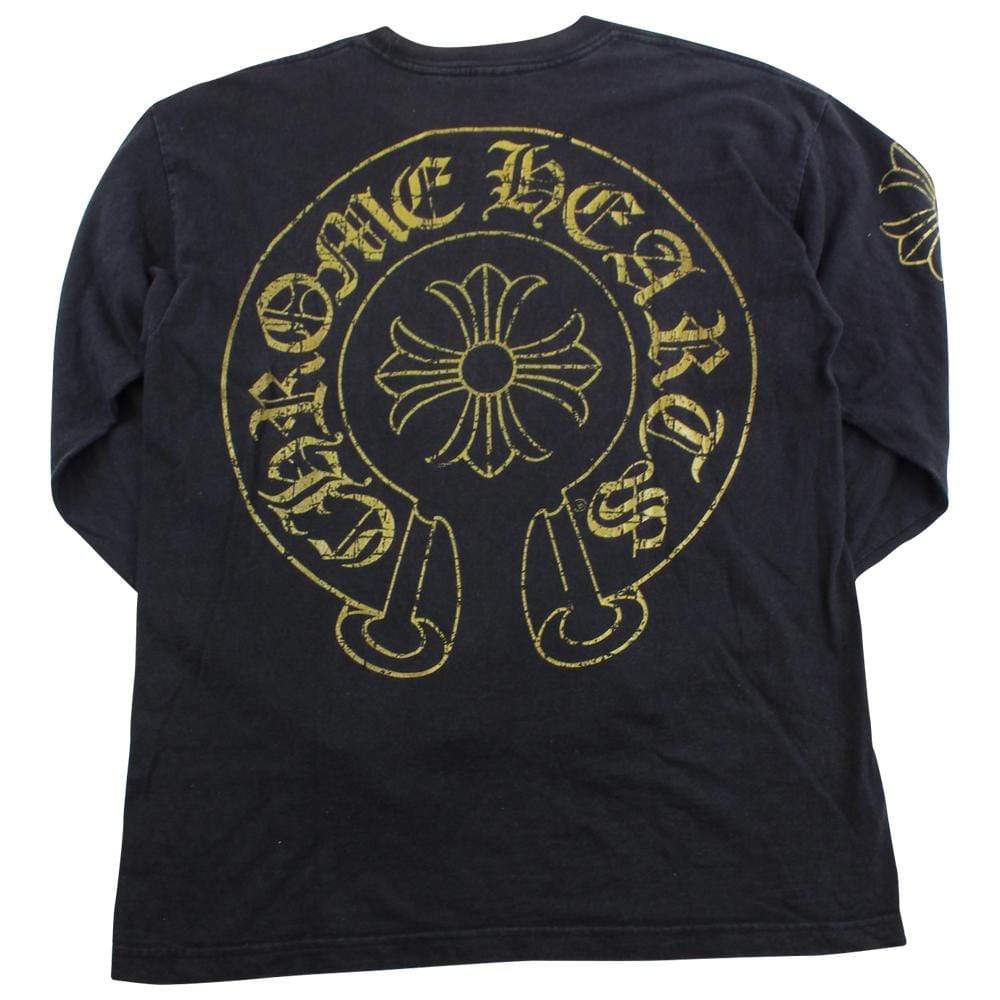chrome hearts gold horseshoe ls black - SaruGeneral
