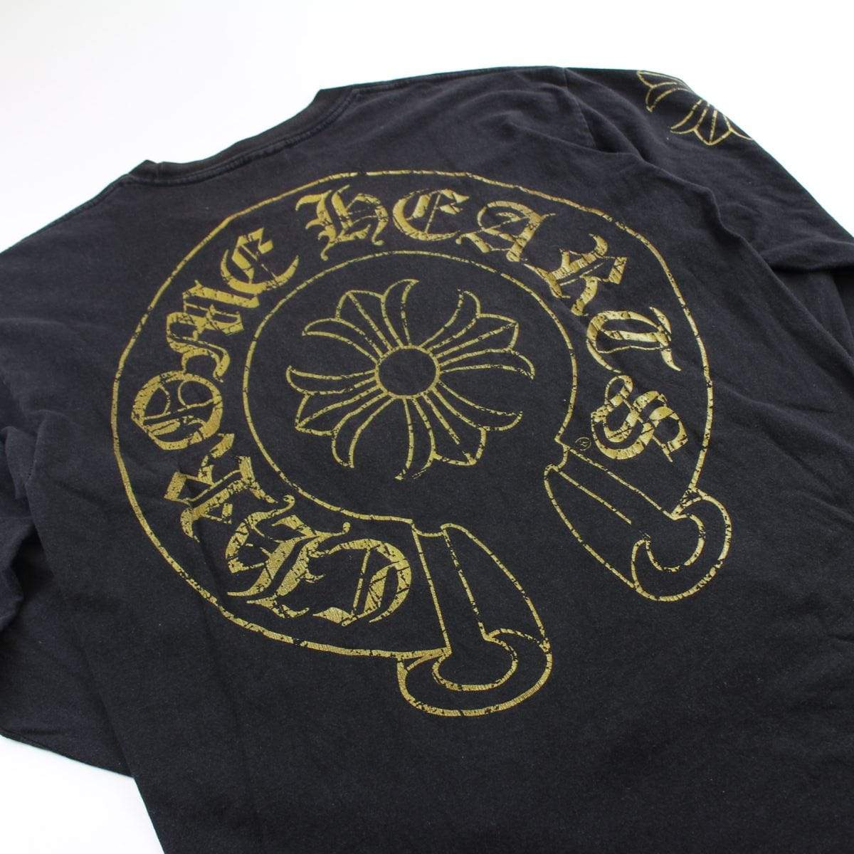 chrome hearts gold horseshoe ls black - SaruGeneral