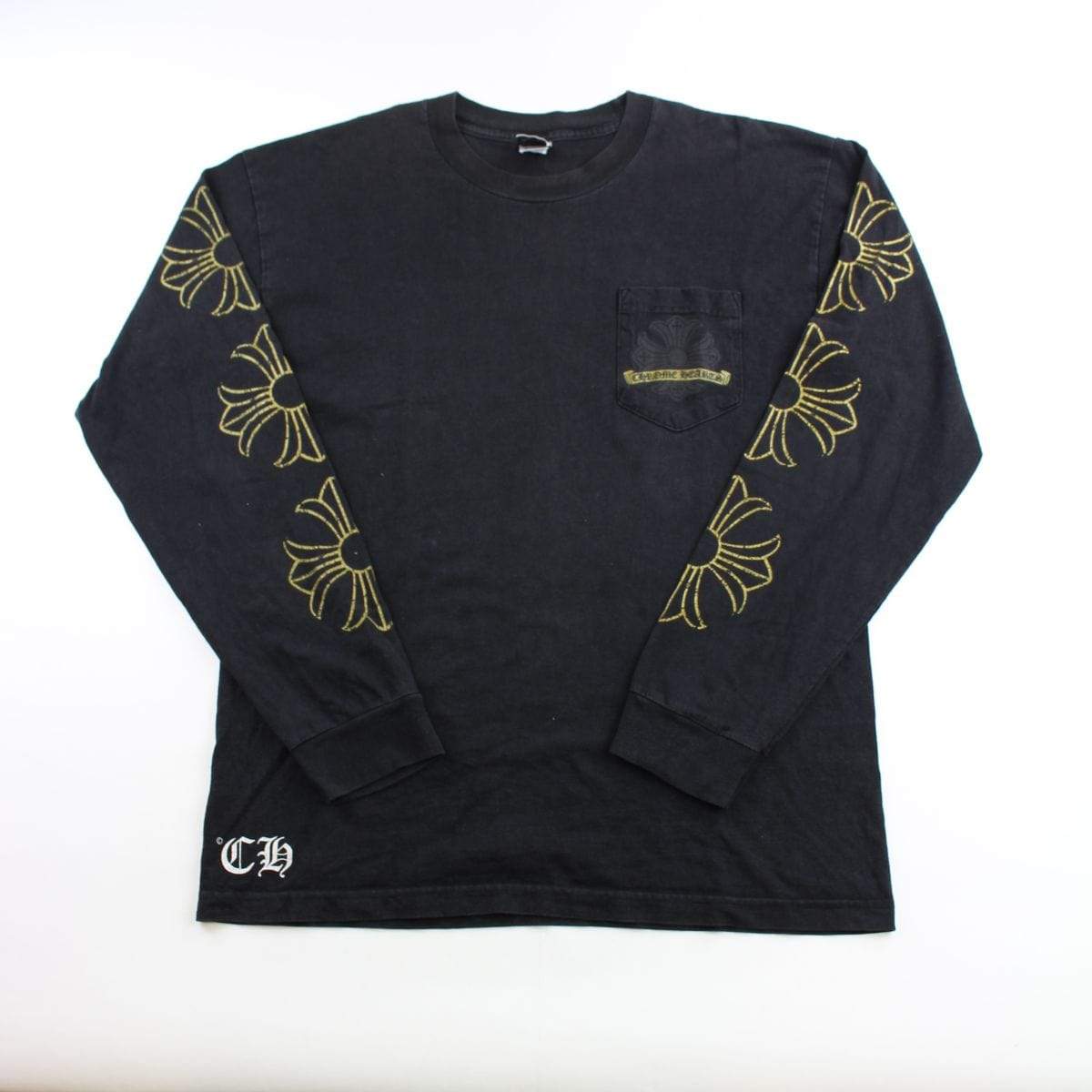 chrome hearts gold horseshoe ls black - SaruGeneral