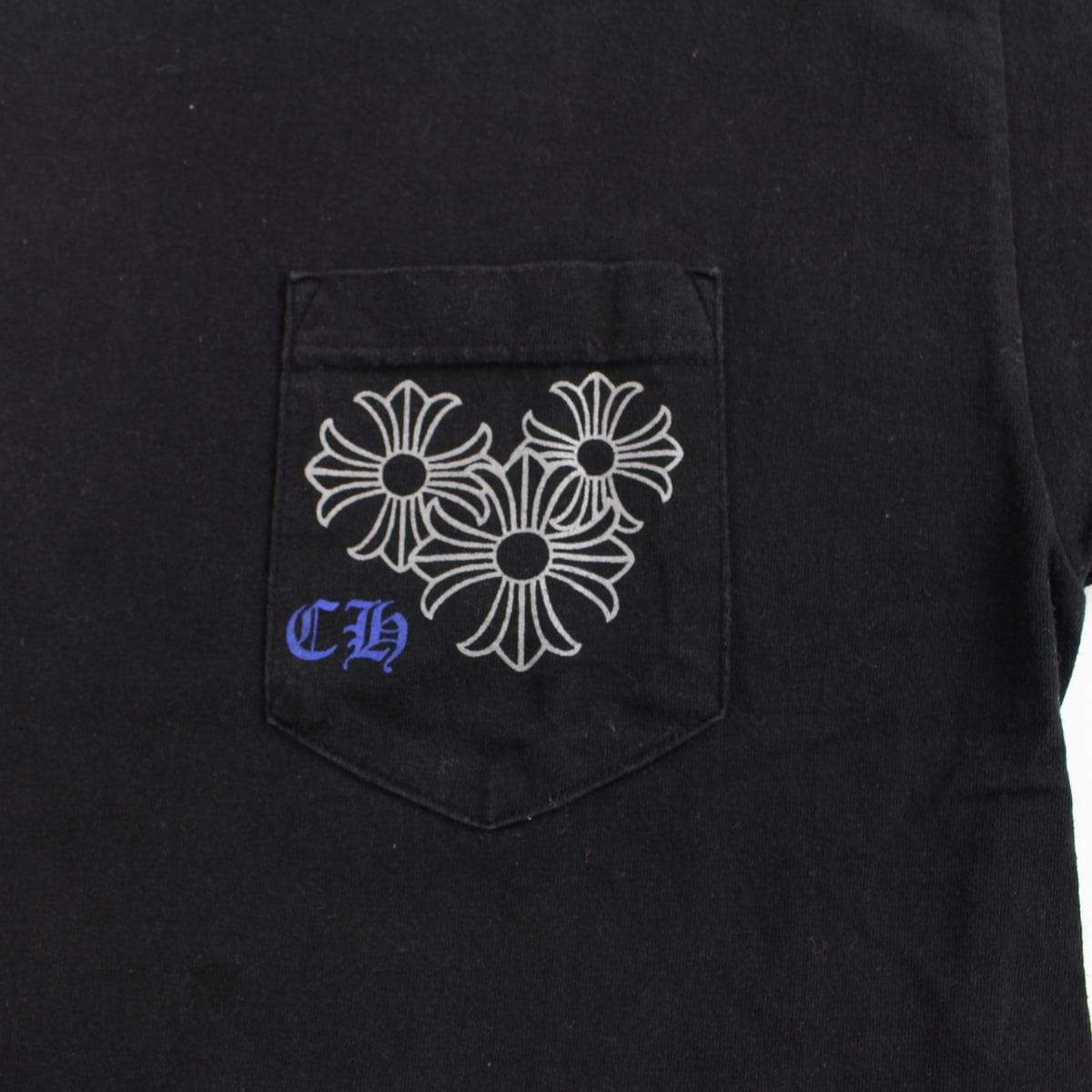 chrome hearts blue text crosses tee black - SaruGeneral