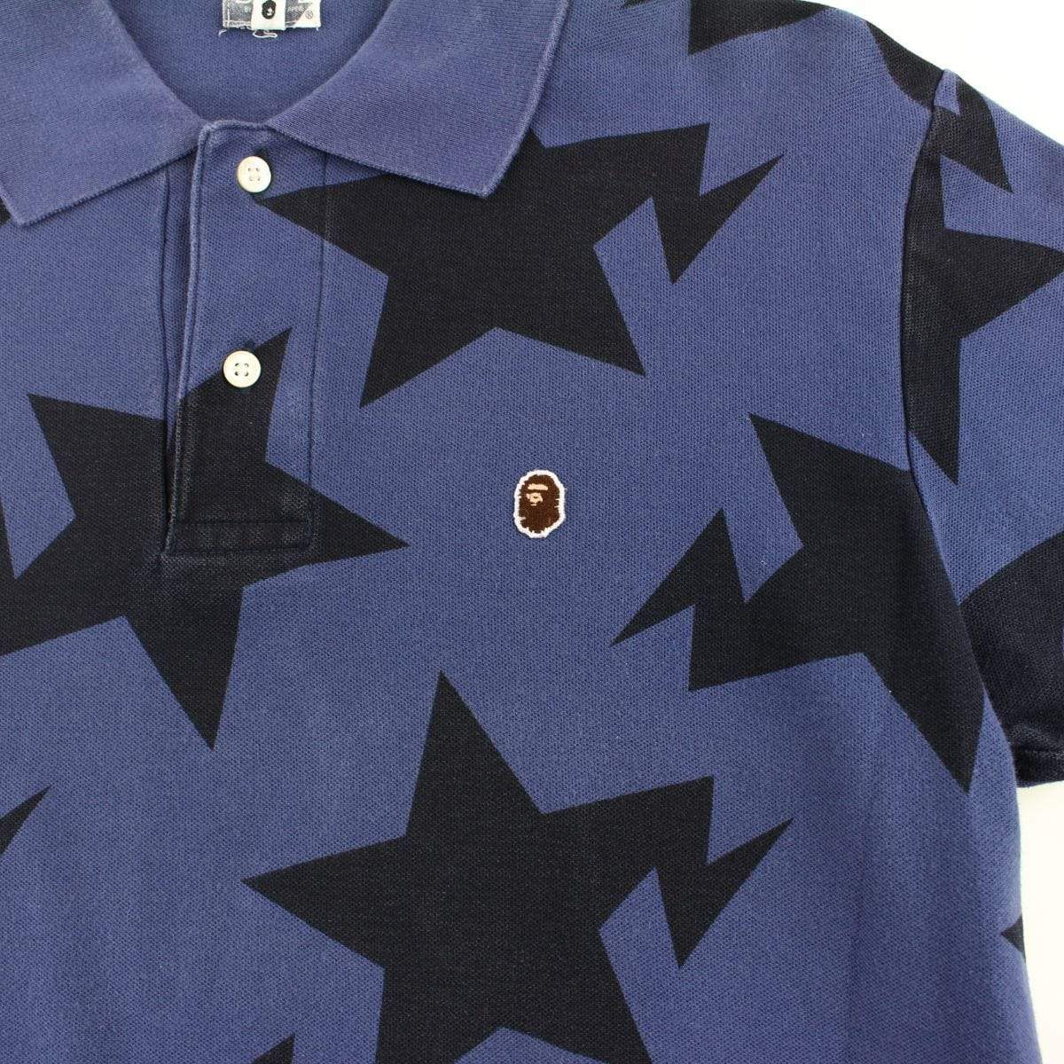 Bape Bapesta All Over Print Polo Shirt Navy - SaruGeneral