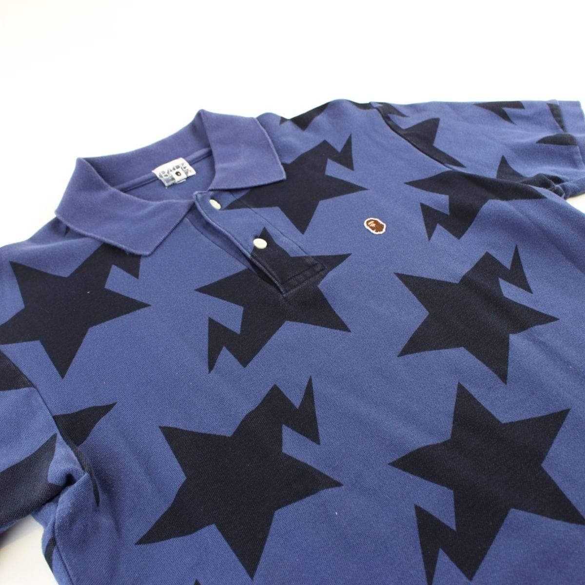 Bape Bapesta All Over Print Polo Shirt Navy - SaruGeneral
