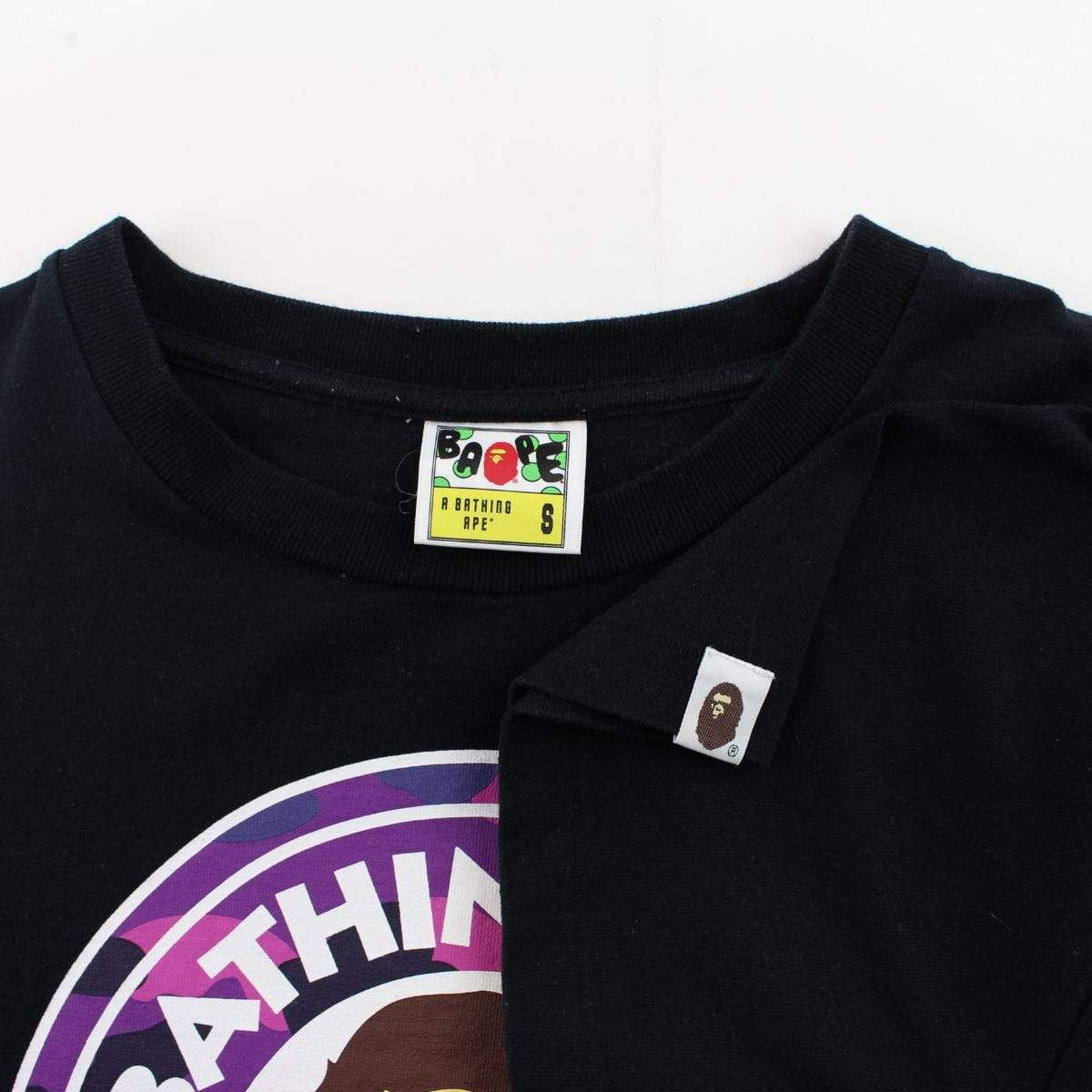 Bape Purple Camo Busy Works Logo Tee Black - SaruGeneral