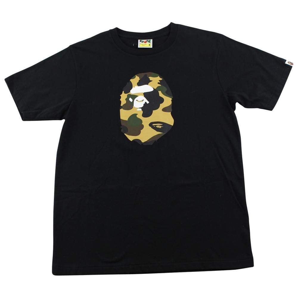 Bape 1st Yellow Camo Ape Logo Tee Black - SaruGeneral