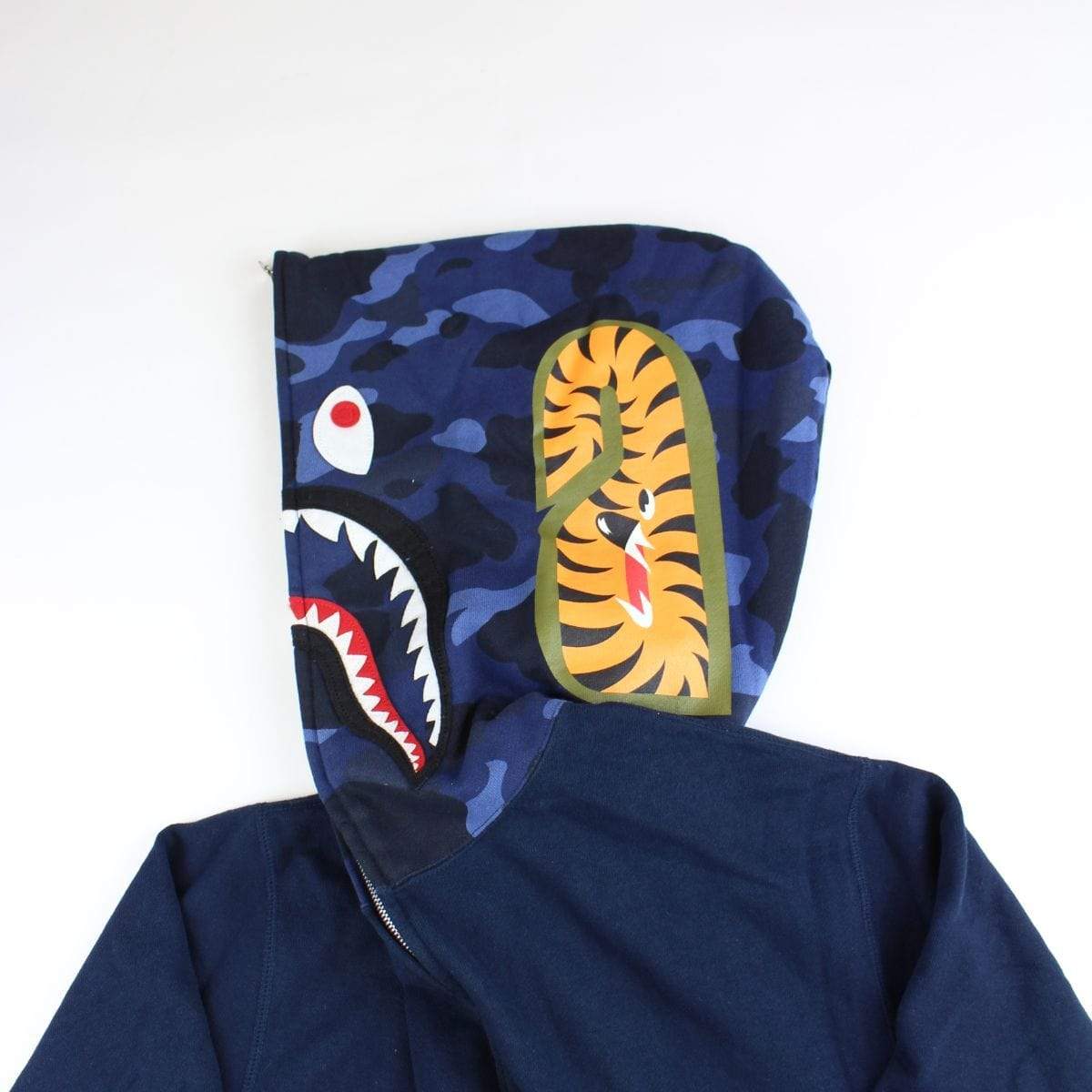 bape navy blue camo shark hoodie - SaruGeneral