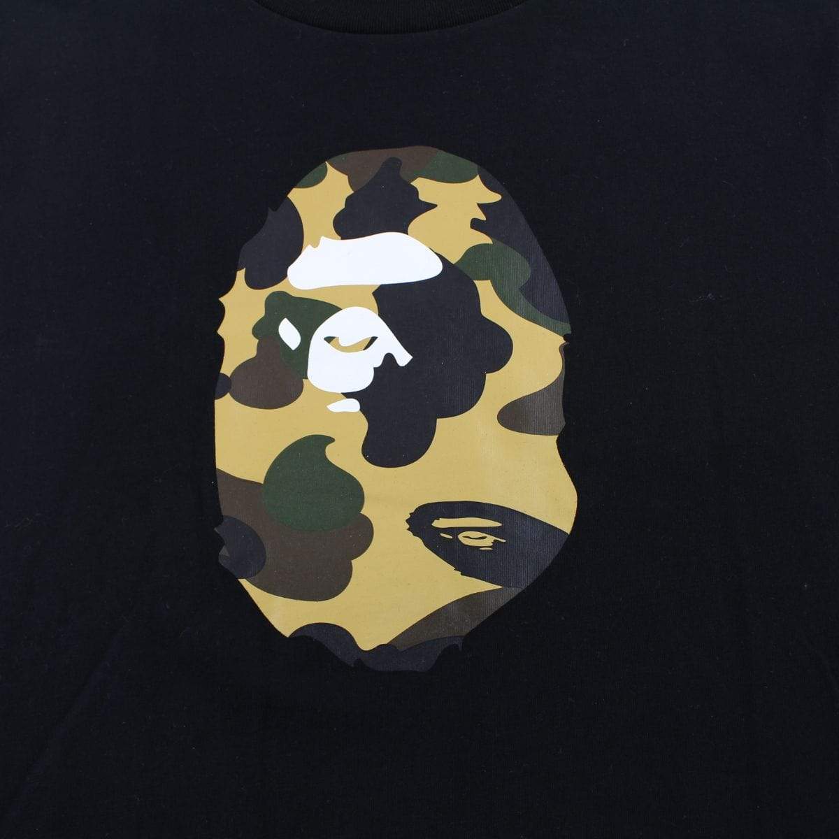 Bape 1st Yellow Camo Ape Logo Tee Black - SaruGeneral
