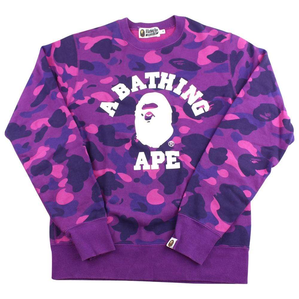 bape purple camo college logo crewneck - SaruGeneral