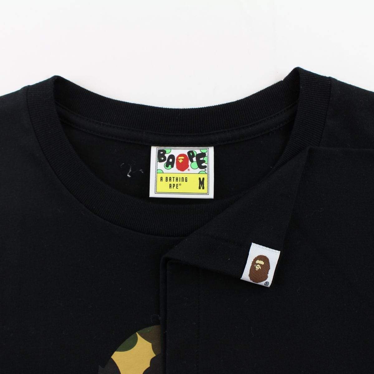 Bape 1st Yellow Camo Ape Logo Tee Black - SaruGeneral