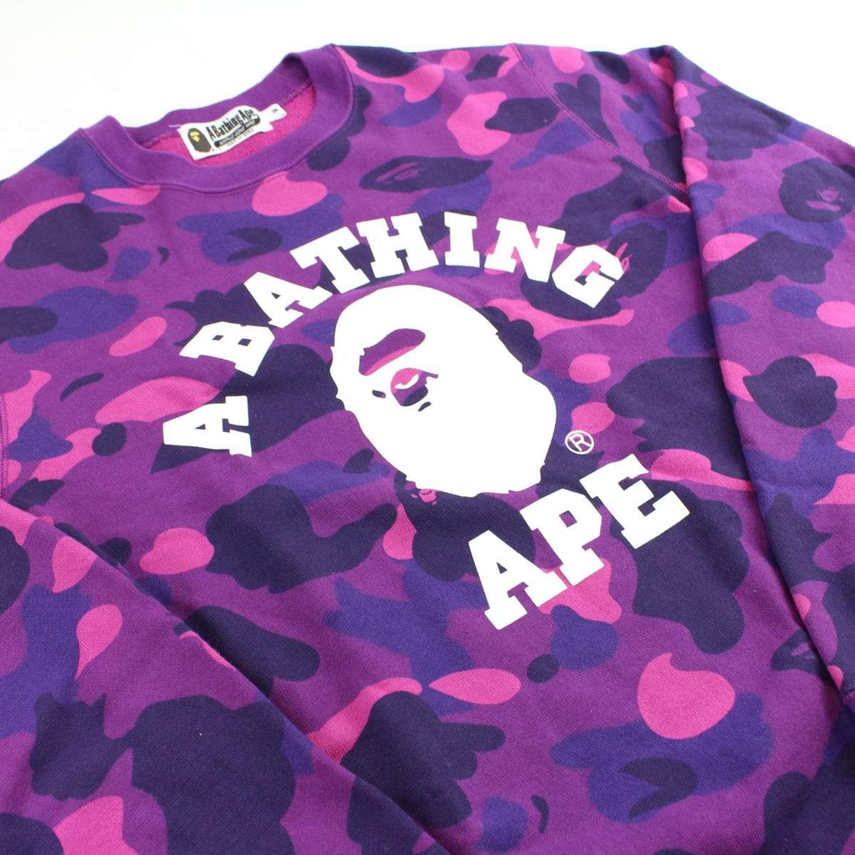 bape purple camo college logo crewneck - SaruGeneral