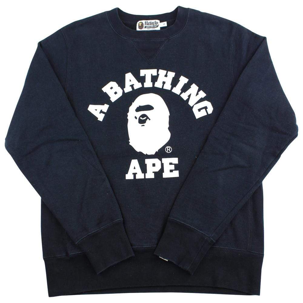bape white college logo crewneck black - SaruGeneral