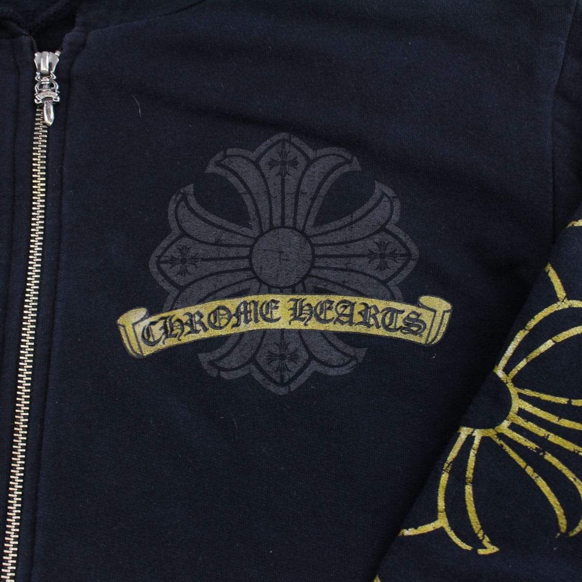 chrome hearts gold horseshoe Hoodie black - SaruGeneral