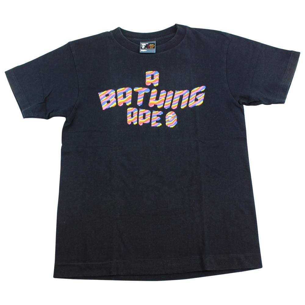 bape spiral text logo tee black - SaruGeneral