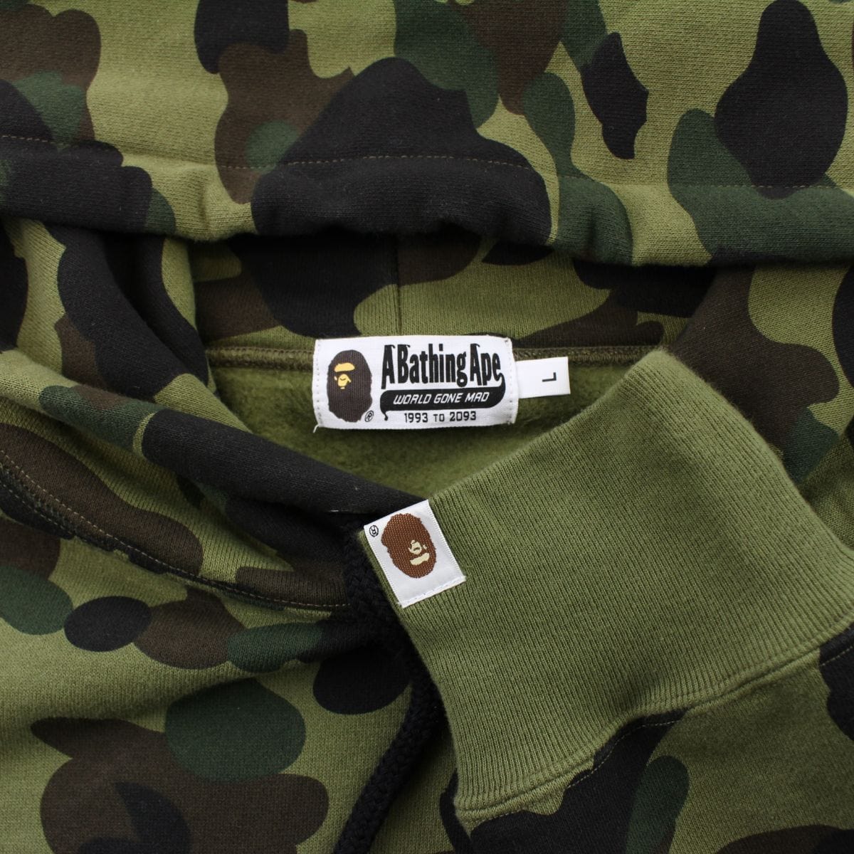 bape 1st green camo katakana hoodie 1 - SaruGeneral