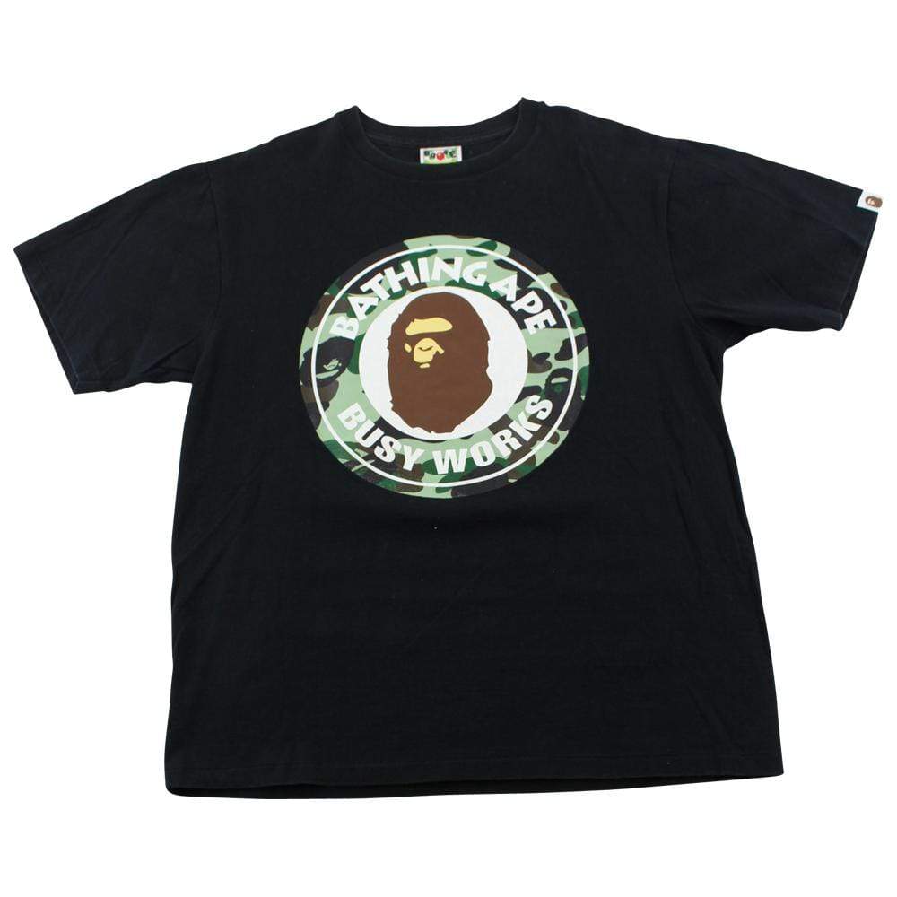 Bape 1st Green Busy Works Logo Tee Black - SaruGeneral