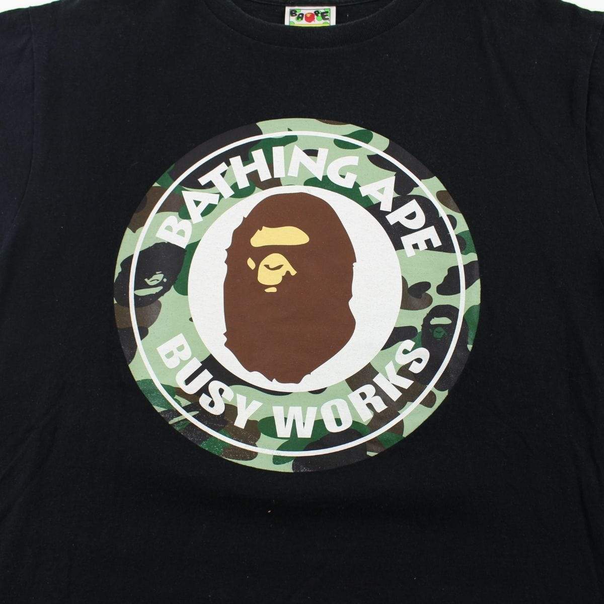 Bape 1st Green Busy Works Logo Tee Black - SaruGeneral