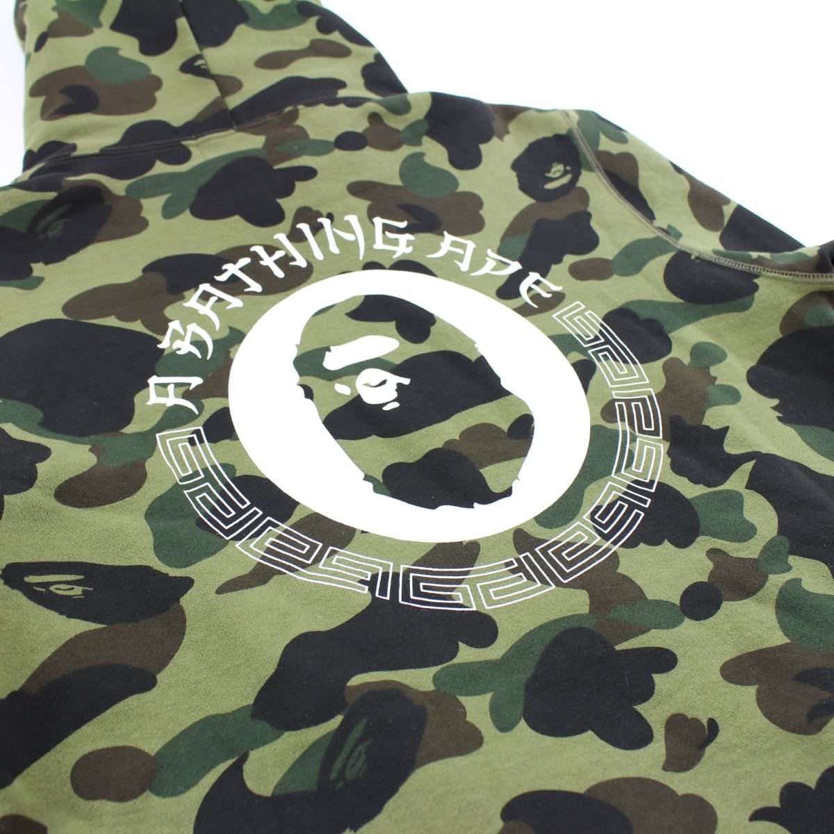 bape 1st green camo katakana hoodie 1 - SaruGeneral