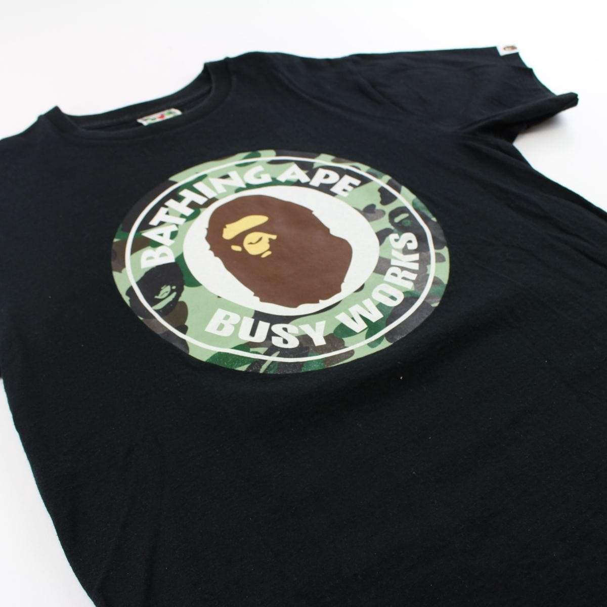 Bape 1st Green Busy Works Logo Tee Black - SaruGeneral