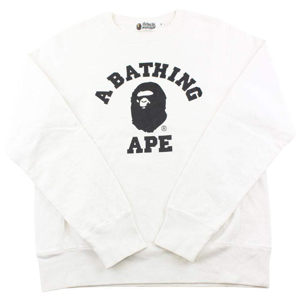 bape black college logo crewneck white - SaruGeneral