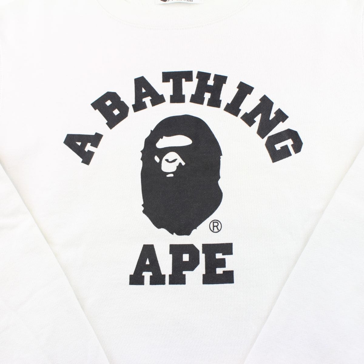 bape black college logo crewneck white - SaruGeneral