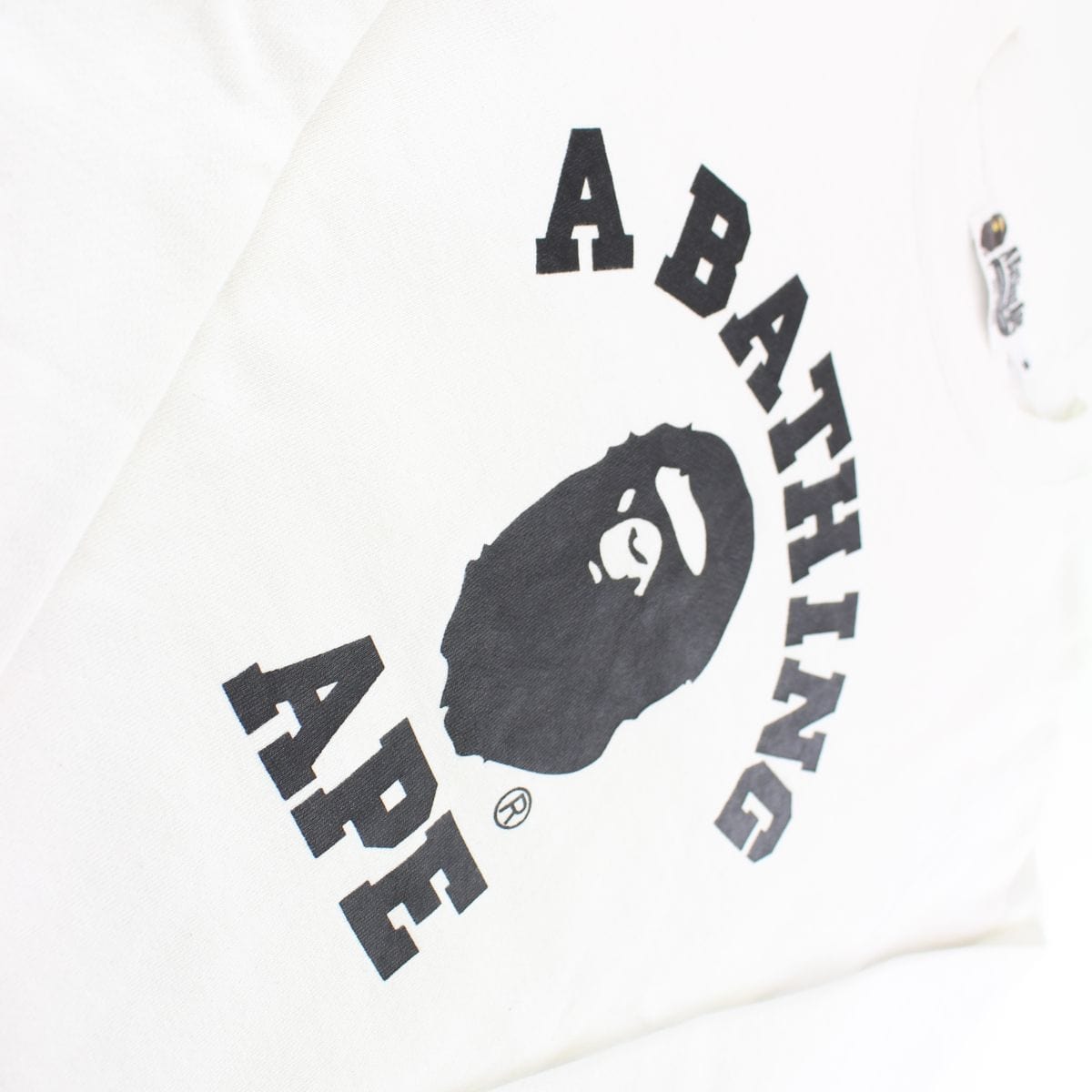 bape black college logo crewneck white - SaruGeneral