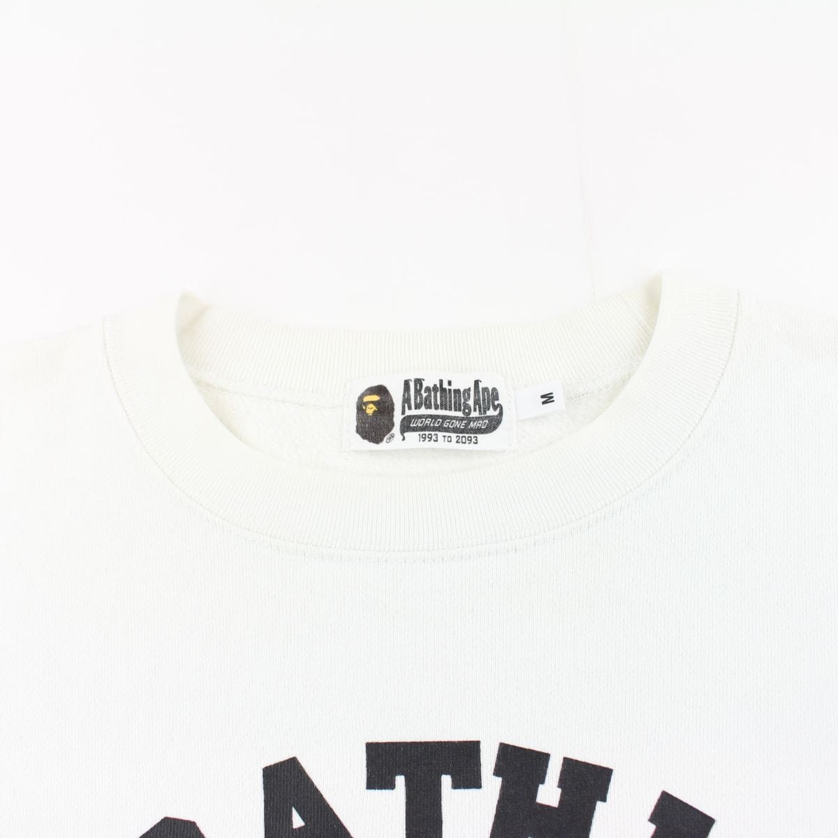 bape black college logo crewneck white - SaruGeneral