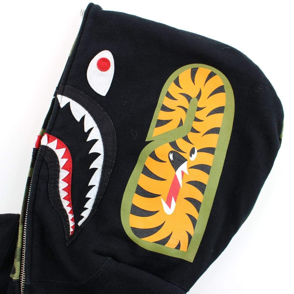 Bape 1st Green Camo Shark Hoodie Black - SaruGeneral