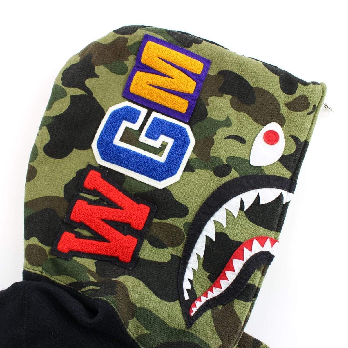 Bape 1st Green Camo Shark Hoodie Black - SaruGeneral